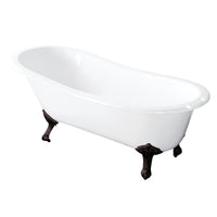 Thumbnail for Aqua Eden VCT7D5731B5 57-Inch Cast Iron Slipper Clawfoot Tub with 7-Inch Faucet Drillings, White/Oil Rubbed Bronze - BNGBath
