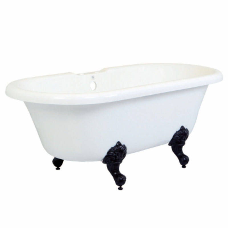 Aqua Eden VT7DS672924H5 67-Inch Acrylic Double Ended Clawfoot Tub with 7-Inch Faucet Drillings, White/Oil Rubbed Bronze - BNGBath