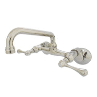 Thumbnail for Kingston Brass KS313PN Kingston Two Handle Wall Mount Kitchen Faucet, Polished Nickel - BNGBath
