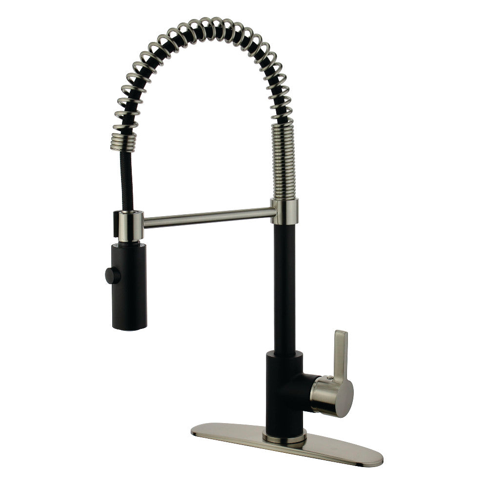 Gourmetier LS8779CTL Continental Single-Handle Pre-Rinse Kitchen Faucet, Matte Black/Brushed Nickel - BNGBath