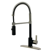 Thumbnail for Gourmetier LS8779CTL Continental Single-Handle Pre-Rinse Kitchen Faucet, Matte Black/Brushed Nickel - BNGBath
