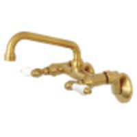 Thumbnail for Kingston Brass KS513SB Kingston Two Handle Wall Mount Kitchen Faucet, Brushed Brass - BNGBath