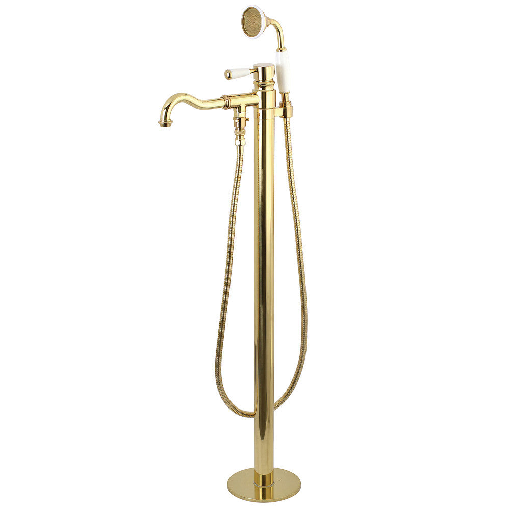 Kingston Brass KS7132DPL Paris Freestanding Tub Faucet with Hand Shower, Polished Brass - BNGBath
