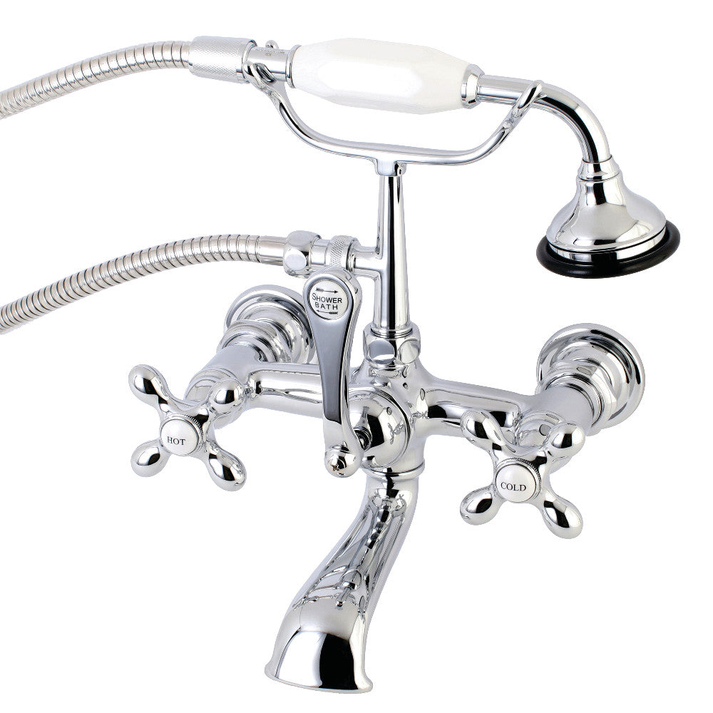Kingston Brass AE558T1 Aqua Vintage 7-Inch Wall Mount Tub Faucet with Hand Shower, Polished Chrome - BNGBath