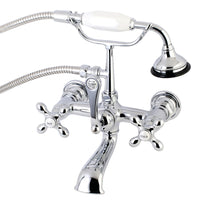 Thumbnail for Kingston Brass AE558T1 Aqua Vintage 7-Inch Wall Mount Tub Faucet with Hand Shower, Polished Chrome - BNGBath