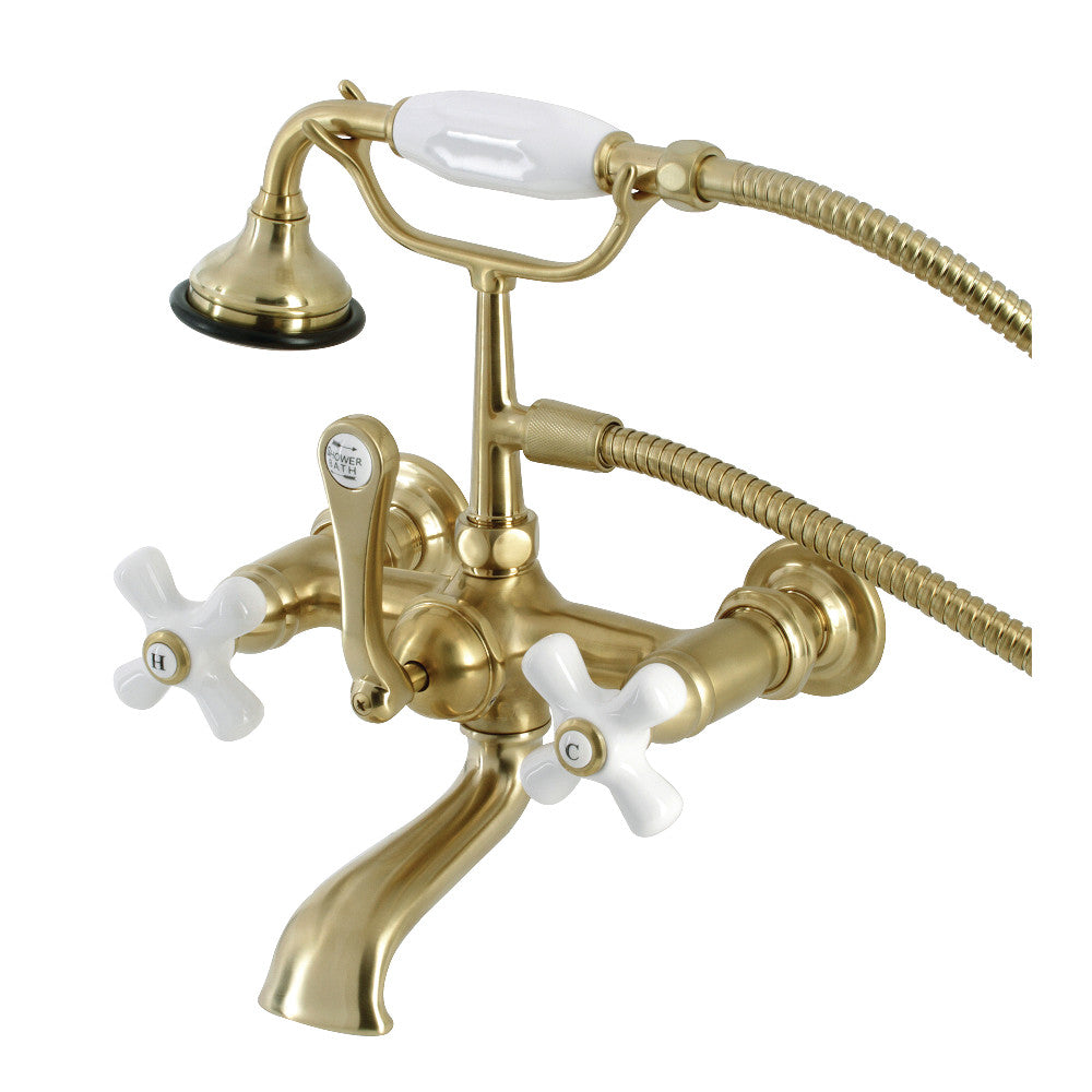 Kingston Brass AE559T7 Aqua Vintage 7-Inch Wall Mount Tub Faucet with Hand Shower, Brushed Brass - BNGBath