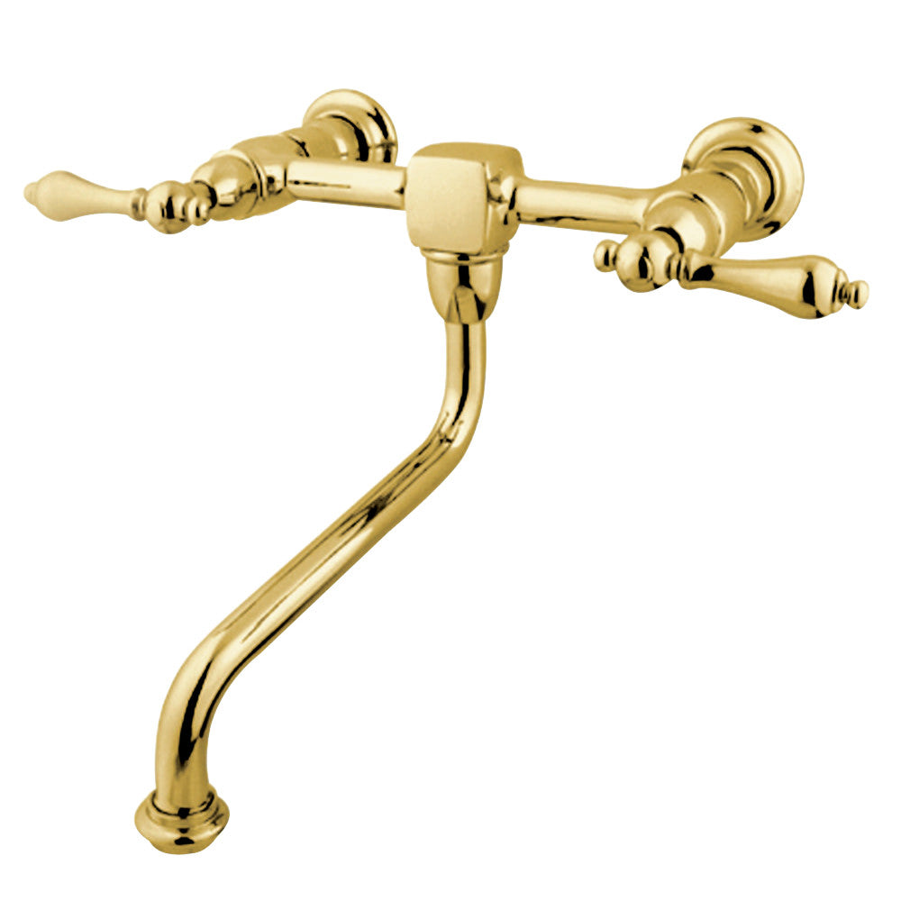 Kingston Brass KS1212AL Heritage Wall Mount Bathroom Faucet, Polished Brass - BNGBath