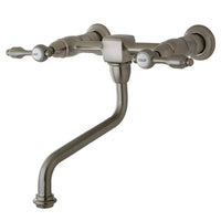 Thumbnail for Kingston Brass KS1218TAL Tudor Wall Mount Bathroom Faucet, Brushed Nickel - BNGBath
