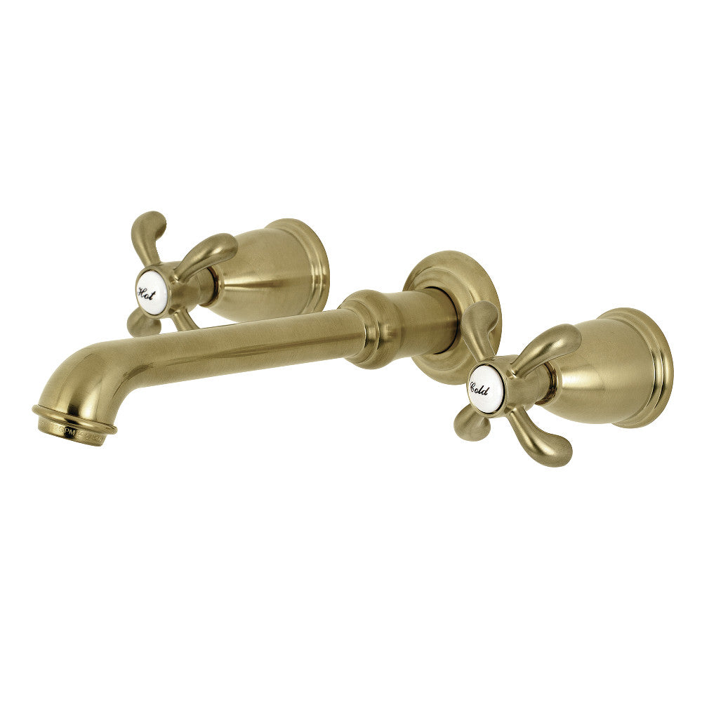Kingston Brass KS7027TX French Country 2-Handle Wall Mount Roman Tub Faucet, Brushed Brass - BNGBath