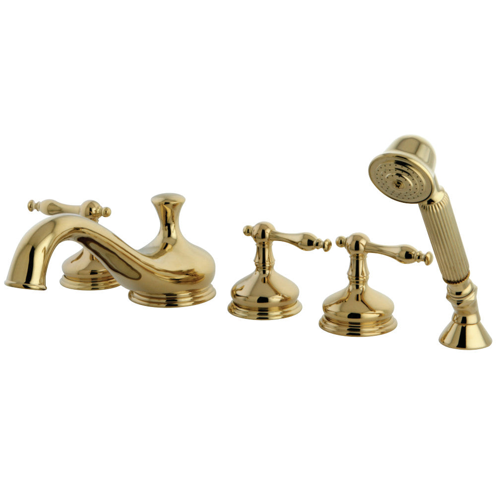 Kingston Brass KS33325NL Roman Tub Faucet with Hand Shower, Polished Brass - BNGBath