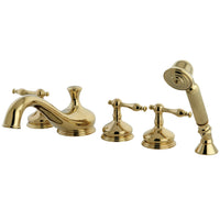 Thumbnail for Kingston Brass KS33325NL Roman Tub Faucet with Hand Shower, Polished Brass - BNGBath