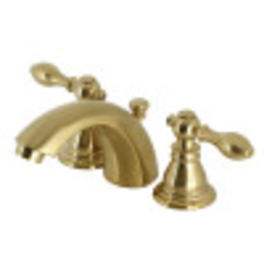 Kingston Brass KB957ACLSB American Classic Mini-Widespread Bathroom Faucet with Plastic Pop-Up, Brushed Brass - BNGBath