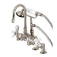 Thumbnail for Kingston Brass CC8538PX Clawfoot Tub Faucet with Hand Shower, Brushed Nickel - BNGBath