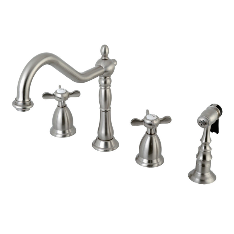 Kingston Brass KS1798BEXBS Widespread Kitchen Faucet, Brushed Nickel - BNGBath