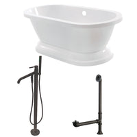 Thumbnail for Aqua Eden KT7PE672824B5 67-Inch Acrylic Double Ended Pedestal Tub Combo with Faucet and Supply Lines, White/Oil Rubbed Bronze - BNGBath
