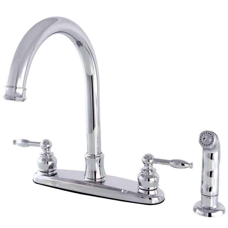 Kingston Brass FB7791KLSP Knight 8-Inch Centerset Kitchen Faucet with Sprayer, Polished Chrome - BNGBath