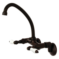Thumbnail for Kingston Brass KS514ORB Kingston Two Handle Wall Mount Kitchen Faucet, Oil Rubbed Bronze - BNGBath