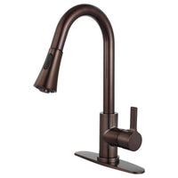 Thumbnail for Gourmetier LS8725CTL Continental Single-Handle Pull-Down Kitchen Faucet, Oil Rubbed Bronze - BNGBath