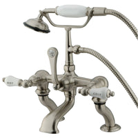 Thumbnail for Kingston Brass CC413T8 Vintage 7-Inch Deck Mount Tub Faucet with Hand Shower, Brushed Nickel - BNGBath