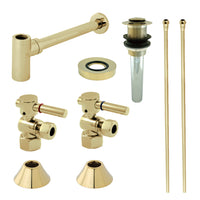Thumbnail for Kingston Brass CC43102DLVKB30 Modern Plumbing Sink Trim Kit with Bottle Trap and Drain, Polished Brass - BNGBath