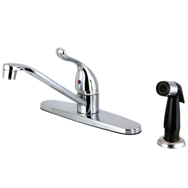 Kingston Brass FB5571YL Yosemite Single Handle 8-Inch Centerset Kitchen Faucet with Sprayer, Polished Chrome - BNGBath