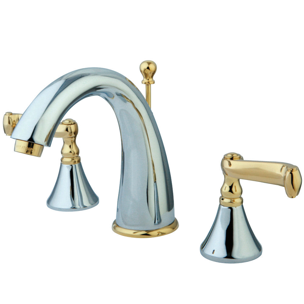 Kingston Brass KS5974FL 8 in. Widespread Bathroom Faucet, Polished Chrome/Polished Brass - BNGBath