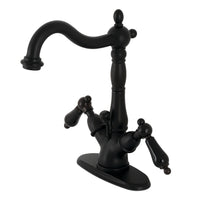 Thumbnail for Kingston Brass KS1430PKL Duchess Two-Handle Bathroom Faucet with Brass Pop-Up and Cover Plate, Matte Black - BNGBath