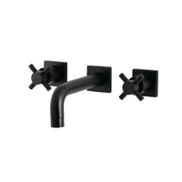 Thumbnail for Kingston Brass KS6120DX Concord Two-Handle Wall Mount Bathroom Faucet, Matte Black - BNGBath