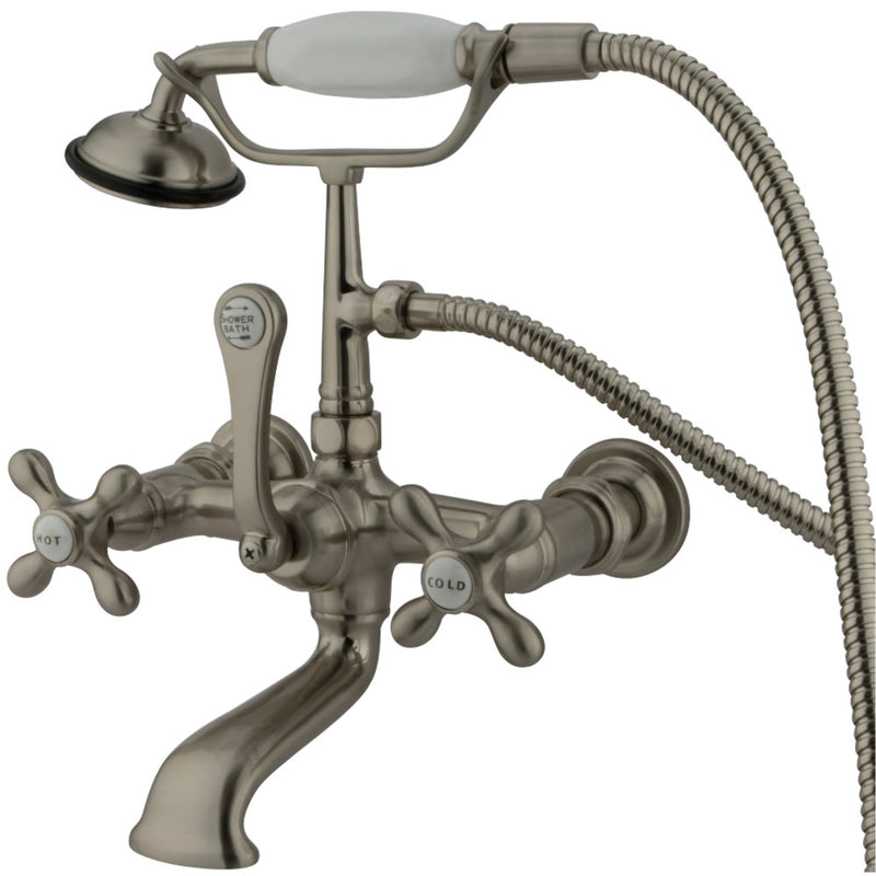 Kingston Brass CC557T8 Vintage 7-Inch Wall Mount Tub Faucet with Hand Shower, Brushed Nickel - BNGBath