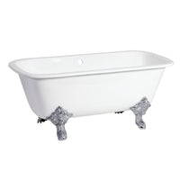 Thumbnail for Aqua Eden VCTQND6732NL1 67-Inch Cast Iron Double Ended Clawfoot Tub (No Faucet Drillings), White/Polished Chrome - BNGBath