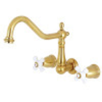 Thumbnail for Kingston Brass KS1287PX Wall Mount Kitchen Faucet, Brushed Brass - BNGBath