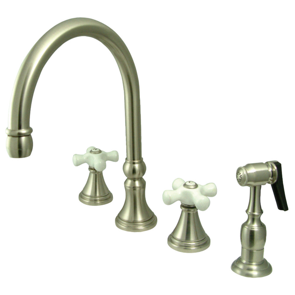 Kingston Brass KS2798PXBS Widespread Kitchen Faucet, Brushed Nickel - BNGBath