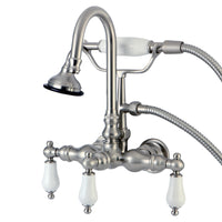 Thumbnail for Kingston Brass AE11T8 Aqua Vintage Wall Mount Clawfoot Tub Faucet, Brushed Nickel - BNGBath