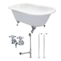 Thumbnail for Aqua Eden KCT3D543019C1 54-Inch Cast Iron Roll Top Clawfoot Tub Combo with Faucet and Supply Lines, White/Polished Chrome - BNGBath