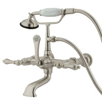 Thumbnail for Kingston Brass CC541T8 Vintage 7-Inch Wall Mount Tub Faucet with Hand Shower, Brushed Nickel - BNGBath