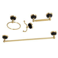 Thumbnail for Kingston Brass BAK9112478BB Water Onyx 4-Piece Bathroom Accessory Set, Brushed Brass - BNGBath