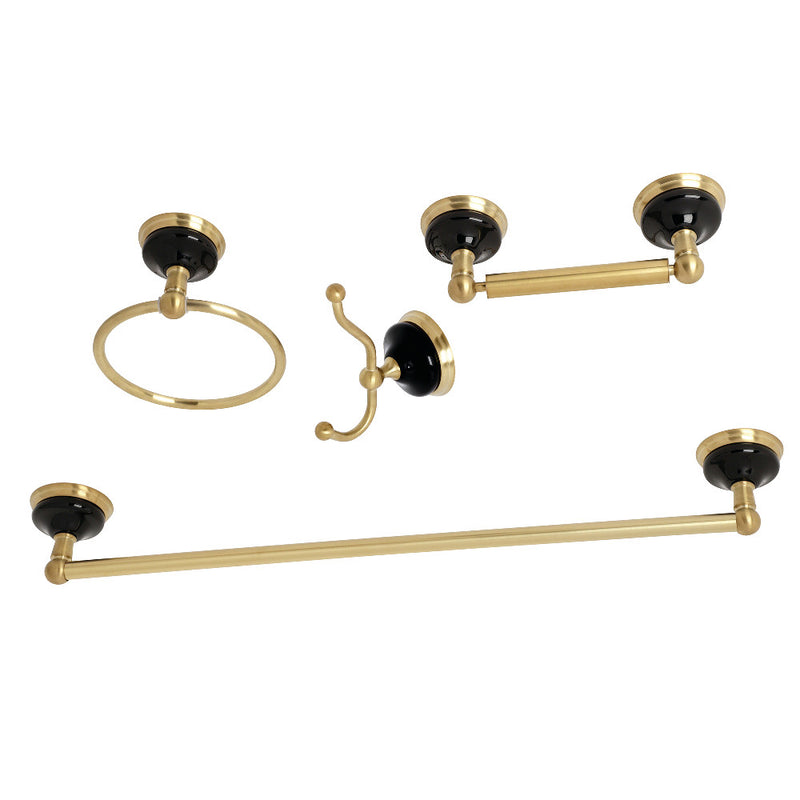Kingston Brass BAK9112478BB Water Onyx 4-Piece Bathroom Accessory Set, Brushed Brass - BNGBath