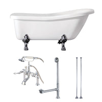 Thumbnail for Aqua Eden KVTDE692823C1 67-Inch Acrylic Single Slipper Clawfoot Tub Combo with Faucet and Supply Lines, White/Polished Chrome - BNGBath