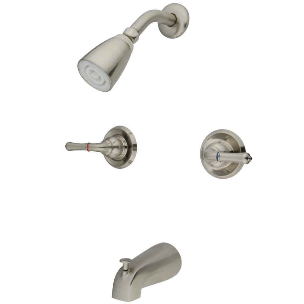 Kingston Brass KB248 Magellan Two Lever Handle Operation Tub & Shower Faucet, Brushed Nickel - BNGBath