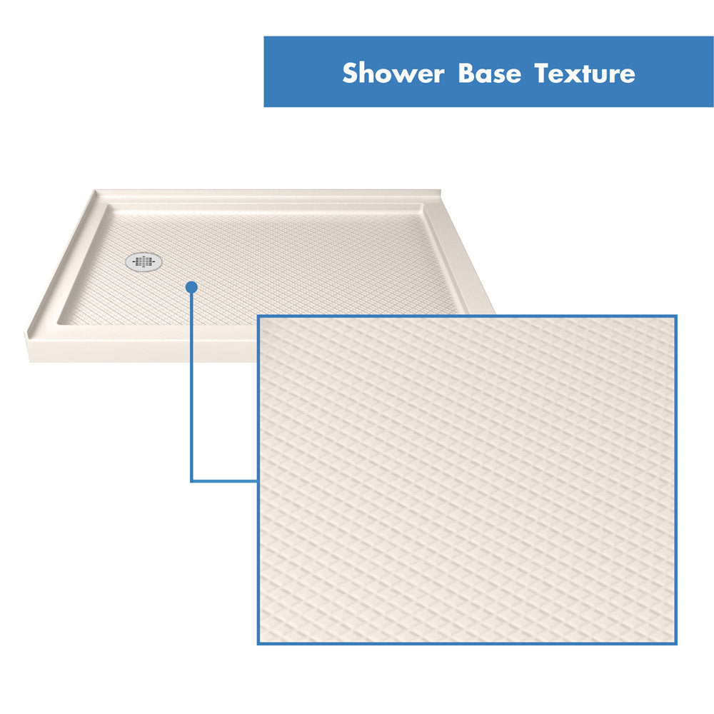 DreamLine Flex 36 in. D x 48 in. W x 74 3/4 in. H Semi-Frameless Pivot Shower Enclosure and SlimLine Shower Base Kit - BNGBath