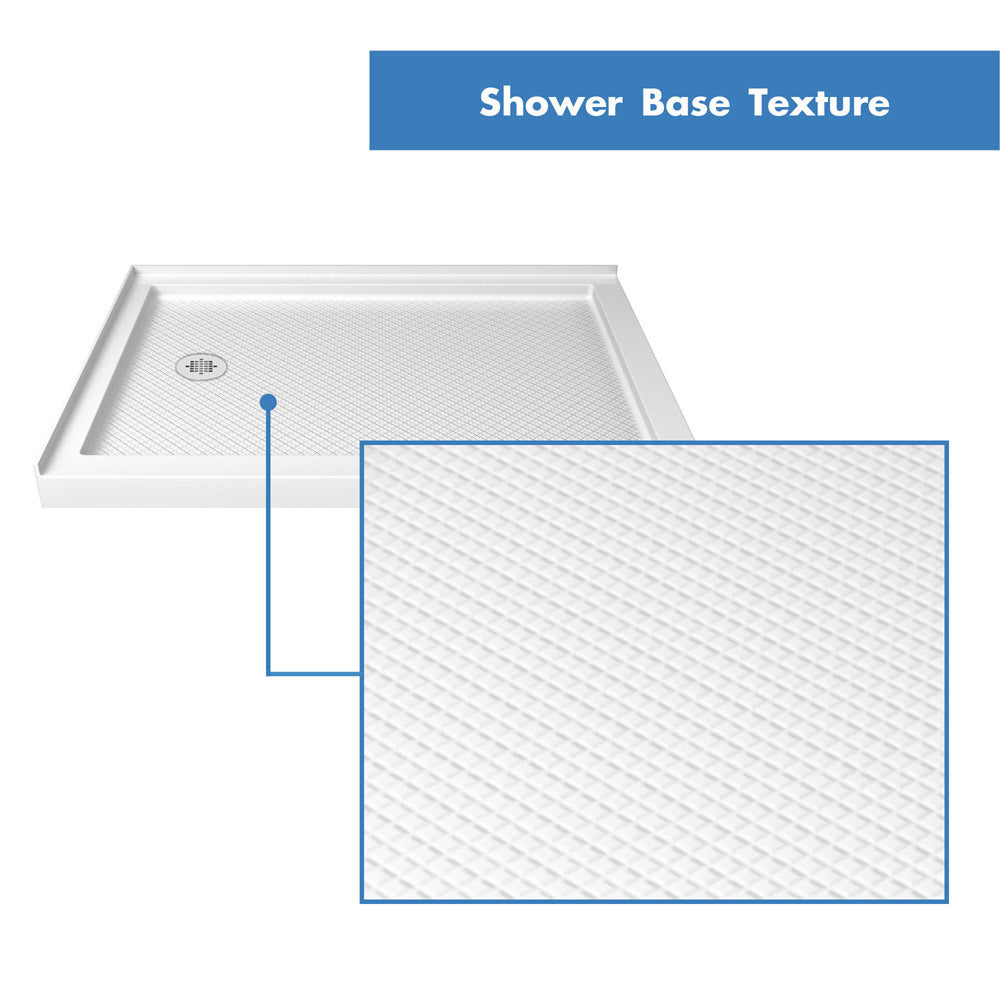 DreamLine Flex 36 in. D x 48 in. W x 74 3/4 in. H Semi-Frameless Pivot Shower Enclosure and SlimLine Shower Base Kit - BNGBath