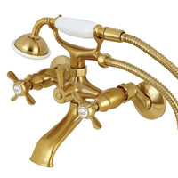 Thumbnail for Kingston Brass KS285SB Essex Clawfoot Tub Faucet with Hand Shower, Brushed Brass - BNGBath