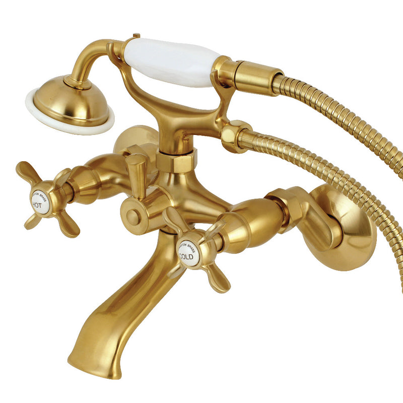 Kingston Brass KS285SB Essex Clawfoot Tub Faucet with Hand Shower, Brushed Brass - BNGBath