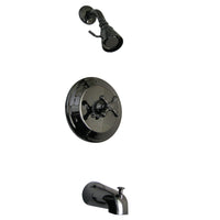 Thumbnail for Kingston Brass NB3630AX Water Onyx Pressure Balanced Tub & Shower Faucet with Metal Cross Handle, Black Stainless Steel - BNGBath