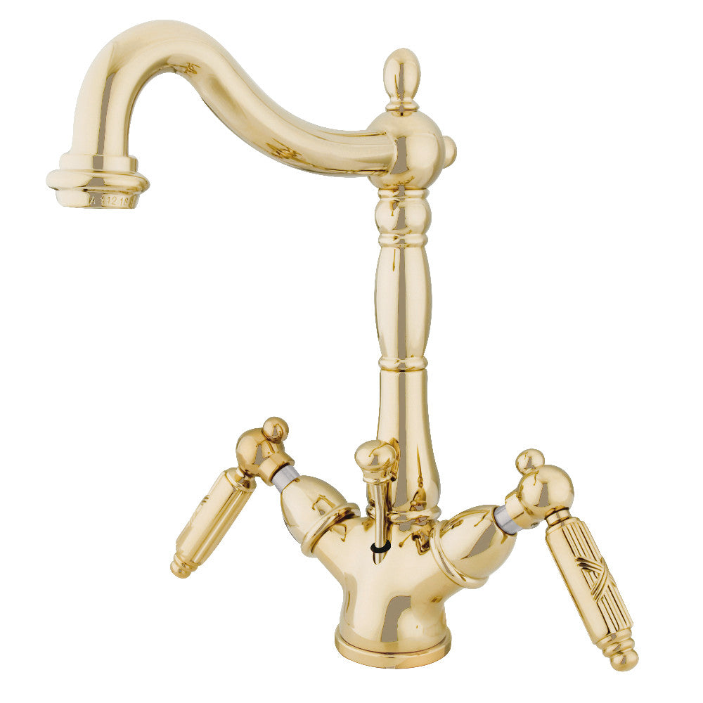 Kingston Brass KS1432GL Victorian Two-Handle Bathroom Faucet with Brass Pop-Up and Cover Plate, Polished Brass - BNGBath
