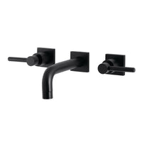 Thumbnail for Kingston Brass KS6120DL Concord Two-Handle Wall Mount Bathroom Faucet, Matte Black - BNGBath