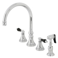 Thumbnail for Kingston Brass KS2791PKLBS Duchess Widespread Kitchen Faucet with Brass Sprayer, Polished Chrome - BNGBath