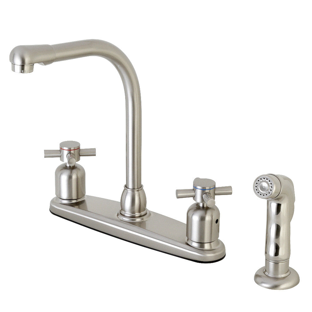 Kingston Brass FB758DXSP Concord 8-Inch Centerset Kitchen Faucet with Sprayer, Brushed Nickel - BNGBath
