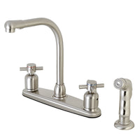 Thumbnail for Kingston Brass FB758DXSP Concord 8-Inch Centerset Kitchen Faucet with Sprayer, Brushed Nickel - BNGBath