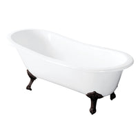 Thumbnail for Aqua Eden VCTND5731B5 57-Inch Cast Iron Slipper Clawfoot Tub without Faucet Drillings, White/Oil Rubbed Bronze - BNGBath